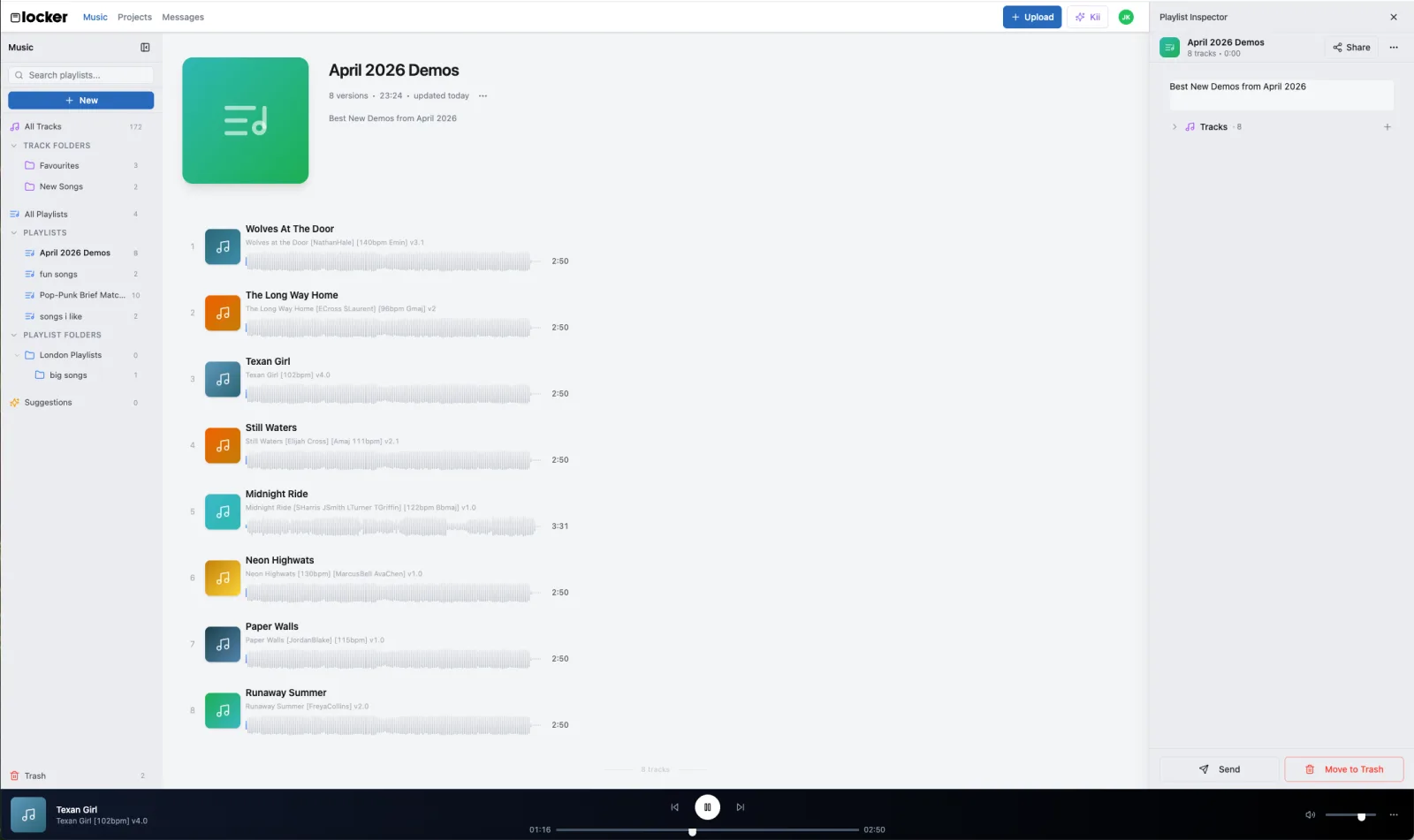 Playlist management view